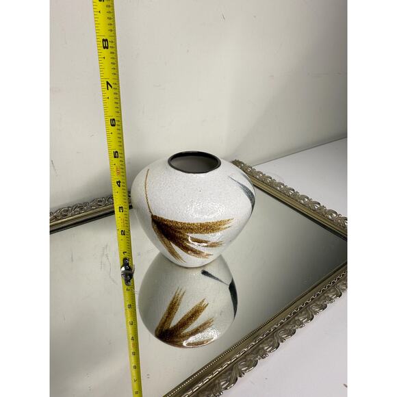 Vintage Handpainted Ceramic Pottery Vase with Fan Brush Design - Picture 5 of 9